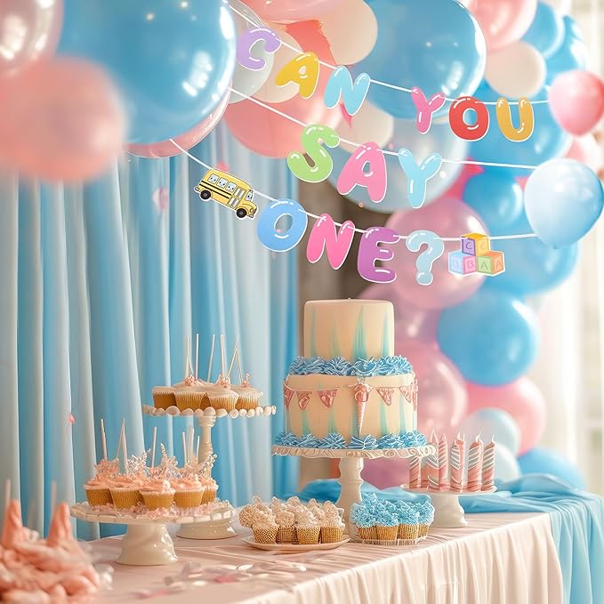 Can You Say Banner Enlightened Teacher Banner Cartoon Theme Girl Birthday Decorations Bubble Gum Party Decorations Funny Birthday Party Supplies (One)