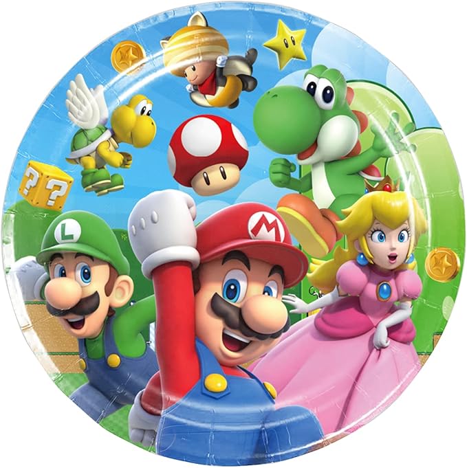 40pcs Mario Party Supplies include 20 plates, 20 napkins for the Mario birthday party decoration