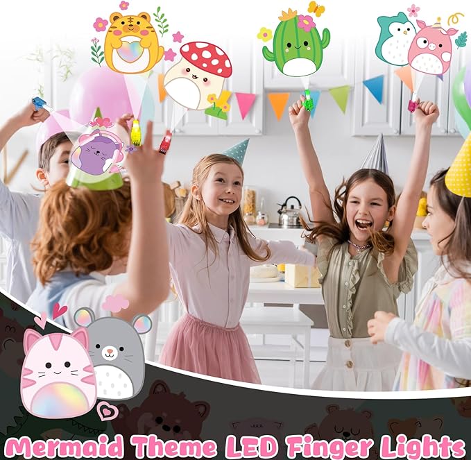 36Pcs Cute Animals LED Finger Lights Kawaii Animals Glow in the Dark Light Up Finger Lights Pink Party Favors Animal Theme Toys Bulk for Kids Cute Animal Birthday Classroom Prize Exchange Gift Supply