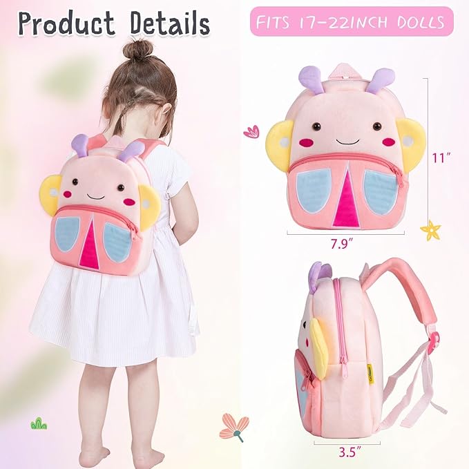 Reborn Baby Doll Clothes Pink Elephant 12 Pcs for 18-20 Inch Baby Doll Clothes Butterfly Backpack Diapers Accessories Girl