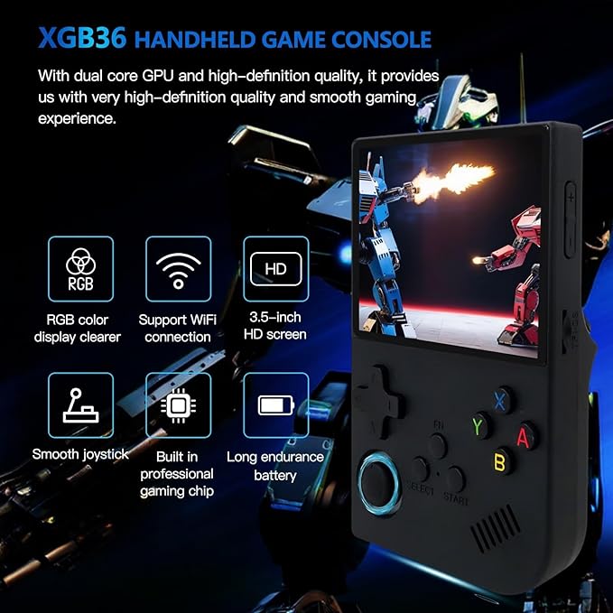 XGB36 Handheld Game Console 64Gb Build in Many Games 3.5Inch HD Output Retro Game Children's Gifts Support TV Playing Games Console for Kids Adult