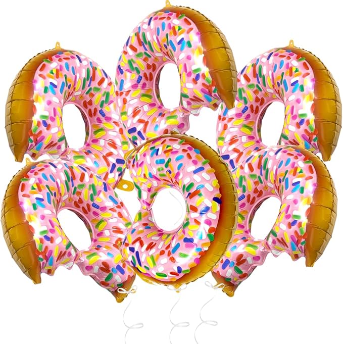 Sprinkle Donut Balloon Dessert Food Sweet Candy Party Decoration, 6 Pack Sweetmeat Doughnut Balloons Donut Time Balloons For Grow Up Wedding Christmas Holiday Birthday Baby Shower Hawaiian Christmas
