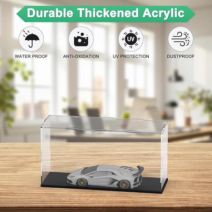 Clear Acrylic Display Case, 12 x 4 x 6 Inch Assemble Clear Acrylic Display Box Dustproof for Action Figures/Model/Statues/Collectibles/Doll/Toys/Home Storage