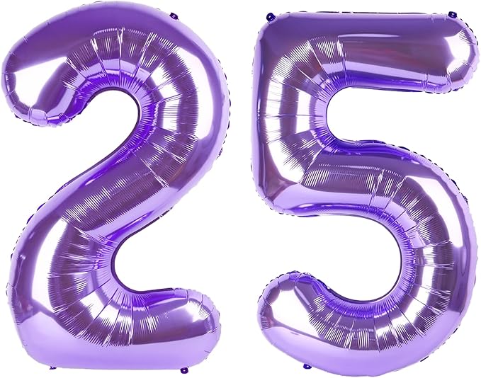 40 Inch Purple Number 25 Digital Balloon,Jumbo Mylar Foil Helium Balloon for 25 Balloons for Birthday Party,Wedding Anniversary Party Decorations