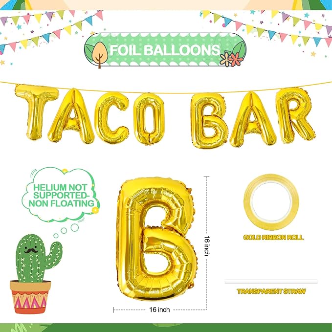 Taco Bar Decorations 13Pcs Mexican Fiesta Party balloons Taco Party Decorations Taco Cactus Avocado Sombrero Balloons Mexican Cinco de Mayo Fiesta Theme Party Decorations