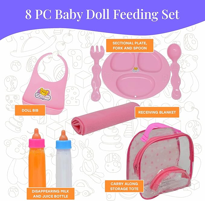 The New York Doll Collection Baby Doll Accessories, Doll Magic Bottles & Doll Feeding Set