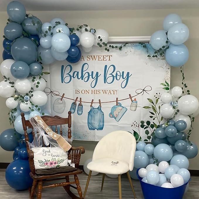 Dark Blue White Balloon, 12 Inch Different Shades Blue and White Balloon for Birthday Baby Shower Bridal Baptism Wedding Graduation Party Decorations