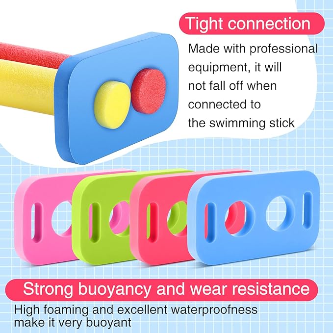 4 Pcs Swimming Noodle Floating Connector Swim Pool Noodles Accessories EVA Stick Colorful Connector for Summer Outdoor Beginners Water Pool Games Beach Lake Party