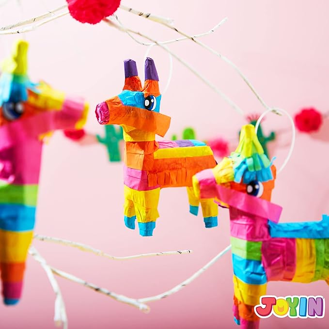 3 pcs Mini Donkey Pinatas 7"x5.5" Cinco De Mayo Rainbow Color for Fun Fiesta Taco Party Supplies, Luau Event Photo Props, Mexican Theme Decoration, Carnivals Festivals, Taco Tuesday Event