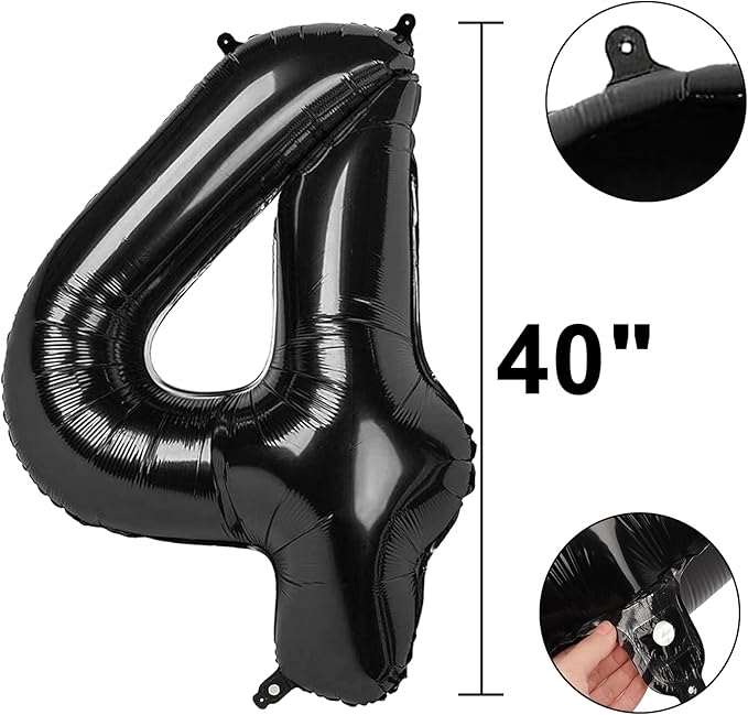 40 Inch Black Number 24 Digital Balloon,Jumbo Mylar Foil Helium Balloon for 24 Balloons for Birthday Party,Wedding Anniversary Party Decorations