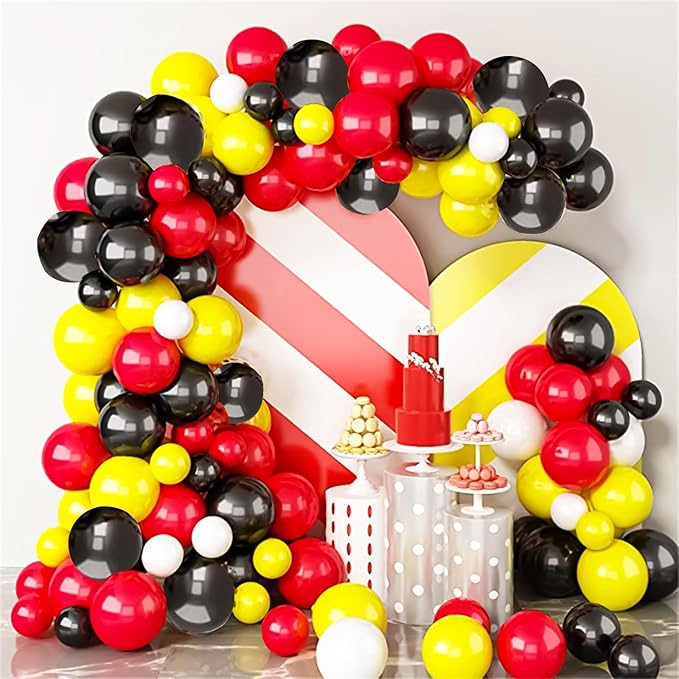 Red Black Yellow Balloon, Black with Printed Balloons, 50pcs 12inch Cartoon Game Balloons for Boys Girls Cartoon Theme Party Decorations Birthday Balloons Baby Shower Party Supplies