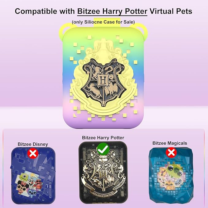 JCHPINE Silicone Cover Case for Bitzee Harry Potter Interactive Digital Pet, Protective Cover for Harry Potter Bitzee Pets Accessories (Rainbow)
