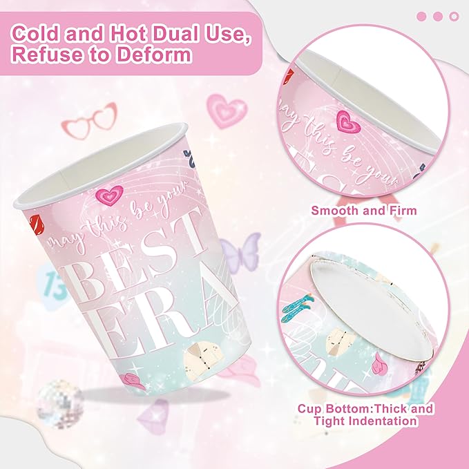 120PCS Birthday Era Party Supplies for Girl Fans In My Birthday Era Party Decorations Friendship Music Party Tableware Plates Napkin Cups Knives and Forks for 20 Guests