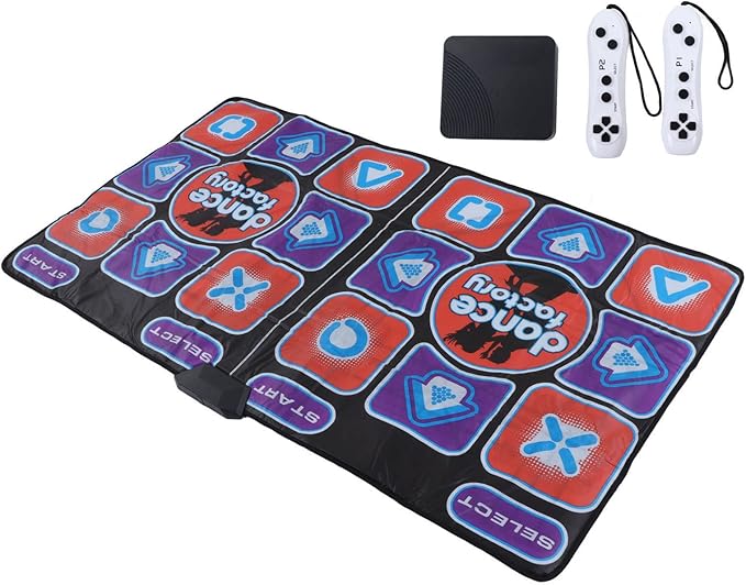 Double Player Dance Mat, PC USB Dancing Mat Compatible for PC AV Video Game, Musical Electronic Dance Mat Pad Blanket Gifts Toys for Kids, Adults, Plug