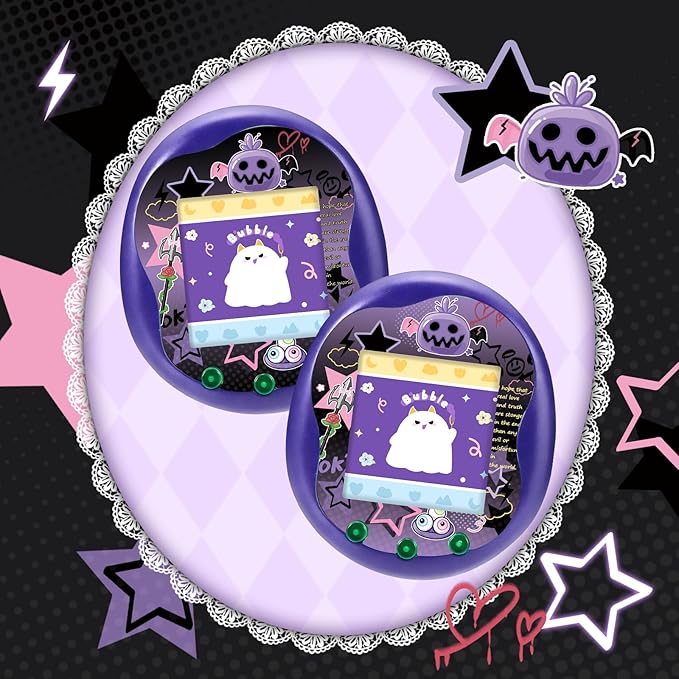 Holographic Laser Faceplate Sticker for Tamagotchi Uni, Self-Adhesive DIY Face Plate Decal, Shimmering Protective Skin for Virtual Pet - (for uni-Devil Purple)
