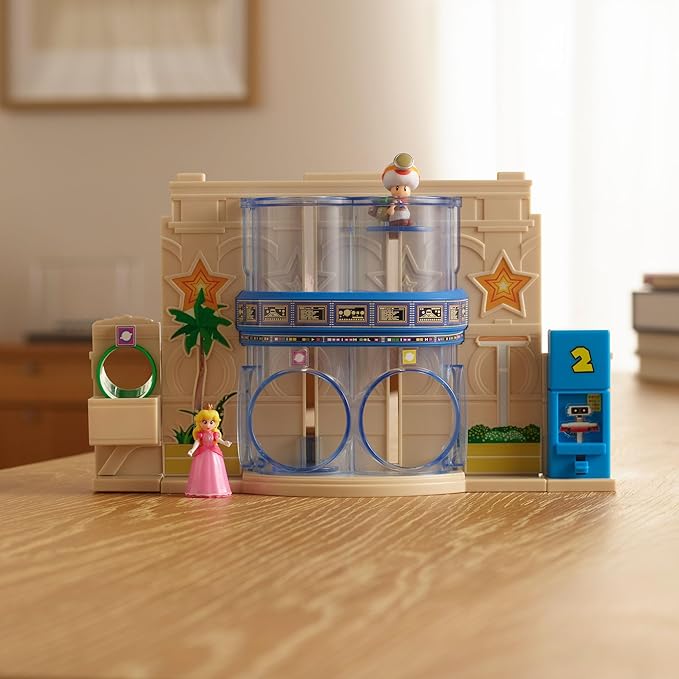 The Super Mario Galaxy Movie – Gateway Galaxy Diorama Playset with 1.5 Inch Princes Peach and Exclusive Captain Toad Mini Action Figures, Spring Star Launcher Feature