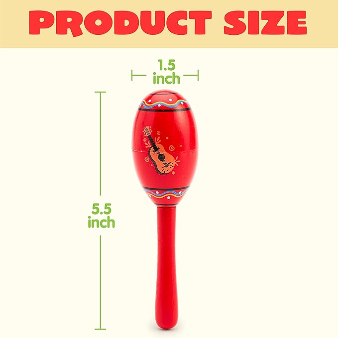 JOYIN 24 Mini Wooden Fiesta Maracas 6 Designs Noisemaker for Mexican Fiesta, Cinco De Mayo Party Favors, Musical Fun, Birthday Parties, Luau Party, Carnivals, Taco Tuesday Event