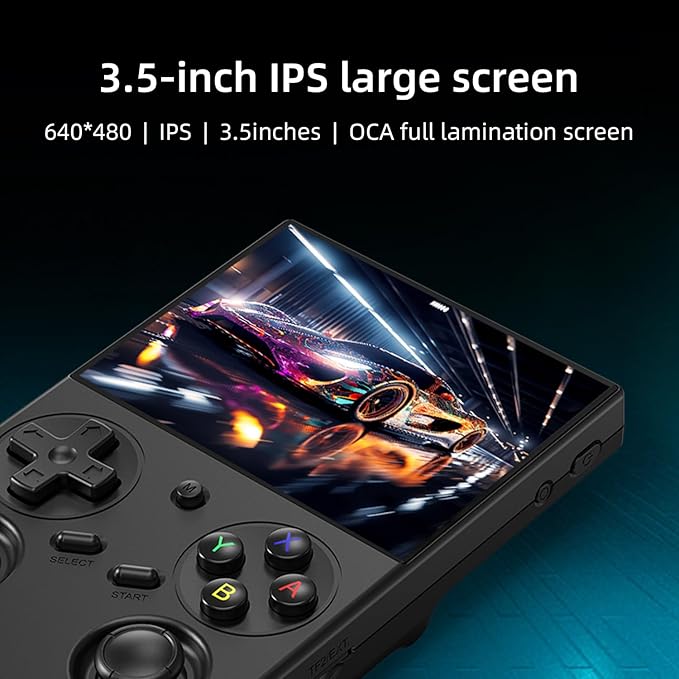 Classic up Retro Handheld Game Consoles with Linux 64GB Card 4353 Games 3.5-inch IPS 3200mAh Battery Support 30+ Simulators WiFi Bluetooth HD Output Gift for Teen or Partner -Black