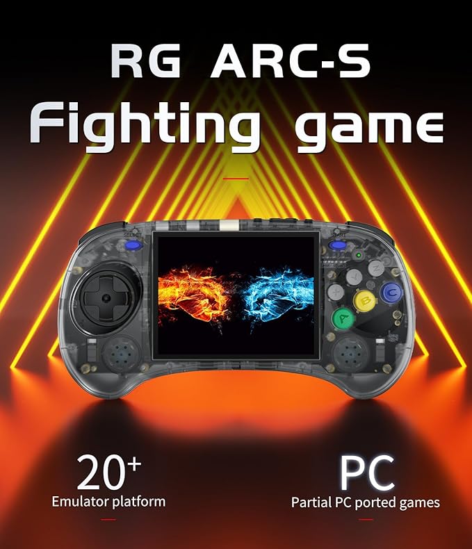 RG ARC S Retro Handheld Game Console , Single Linux System with 128G SD Card 4541 Games Support 5G WiFi 4.2 Bluetooth Moonlight Streaming and TV Output (Transparent Black)