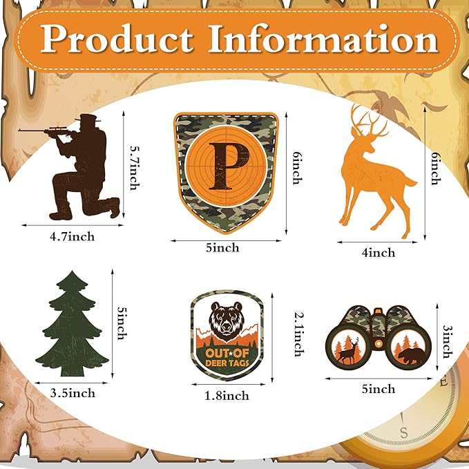 Dianelhall 62 Pcs Hunting Birthday Party Decorations Camo Deer Hunting Birthday Decorations Include Banner Camo Cupcake Toppers Swirls Deer Decoration for Baby Shower Gone Huntings Party Supplies