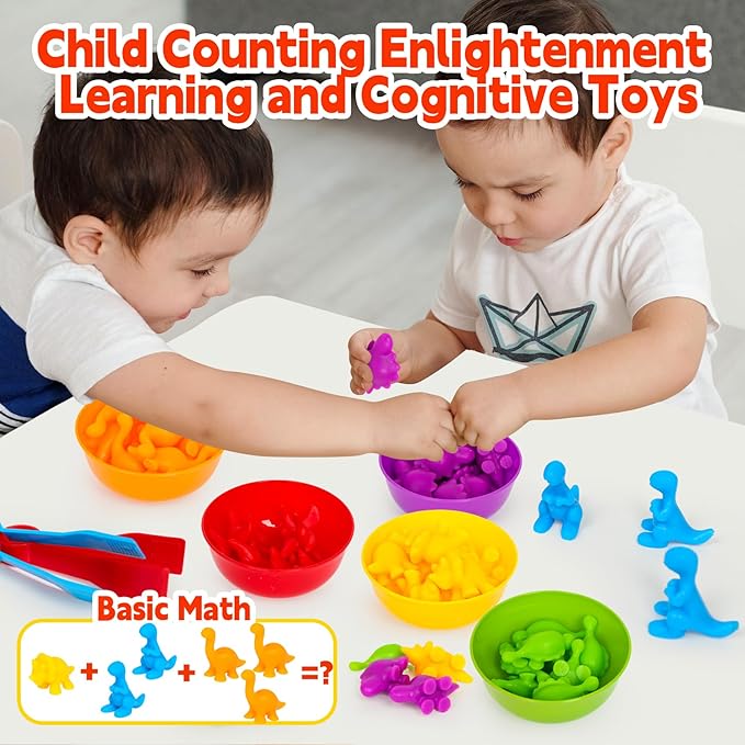 Dinosaur Toys,Color Sorting Toys for Toddlers,Montessori Education Learning Toy,Toddler Activities Sensory Training & Counting Games Christmas Stocking Stuffers Gifts for 3 Year Old Boys Girls