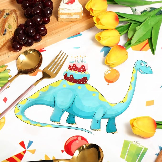 Tegeme 5 Pcs Dinosaur Plastic Tablecloth Dinosaur Party Table Cover 54 x 108 Inch Disposable Waterproof Dino Print Table Cloth for Birthday Party Supplies Picnic
