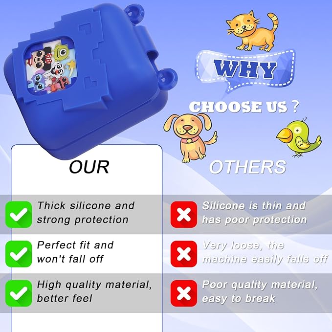 MGZNMTY Silicone Case for Bitzee Disney Interactive Toy Digital Pet and Case, Protective Skin Cover for New Bitsy Electronic Virtual Pet (Dsn Blue)