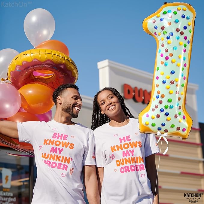 KatchOn, Giant One Donut Balloon - 40 Inch | Donut 1 Balloon for First Birthday | Sweet One Party Decorations | Number 1 Balloon, | Anniversary Decorations Supplies