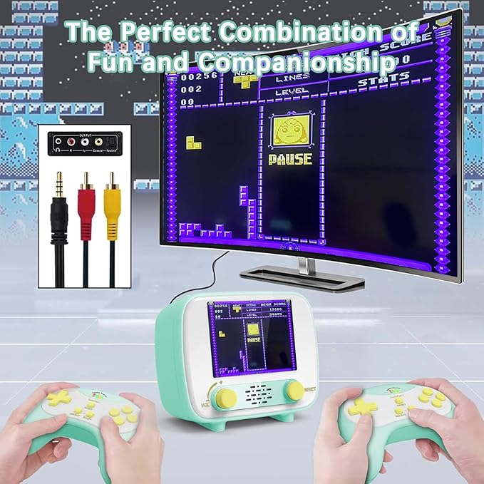 Handheld Game Console, Retro Mini Arcade Machine with 2.8″ Screen, Featuring 216 Classic One-Player Games and 84 Classic Two-Player Games, Supports for Handheld Controller & AV Output Connection TV