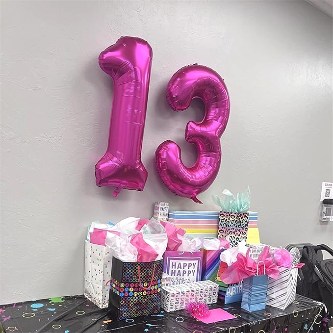 40 Inch Hot Pink Number Balloons, Big Self Inflating Foil Number 8 Balloons for Kids 8th Birthday, Balloon Decorations 0-9 Set for Girls Women 18th Birthday Party Decor Anniversary Party Supplies