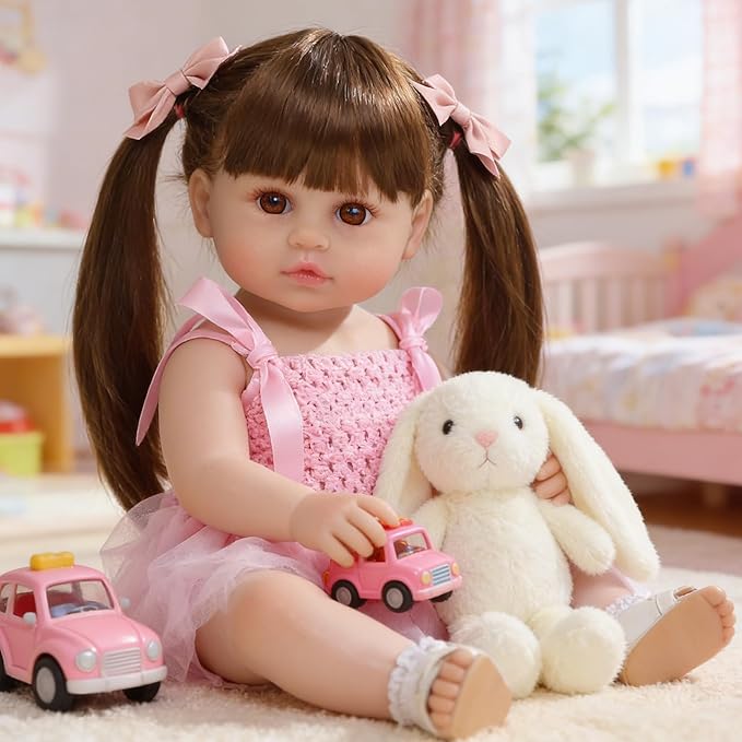 SCOM Lifelike Reborn Dolls Girl -20 Inch Realistic Baby Doll Newborn Baby Dolls，Lifelike Baby Doll Silicone Toddler Clothes Gift Set for Age 3+