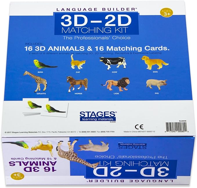 Stages 3D-2D Matching Kit - Language Builder Flashcards with Realistic Toy Figures & Photo Cards for Autism Learning & ABA Therapy