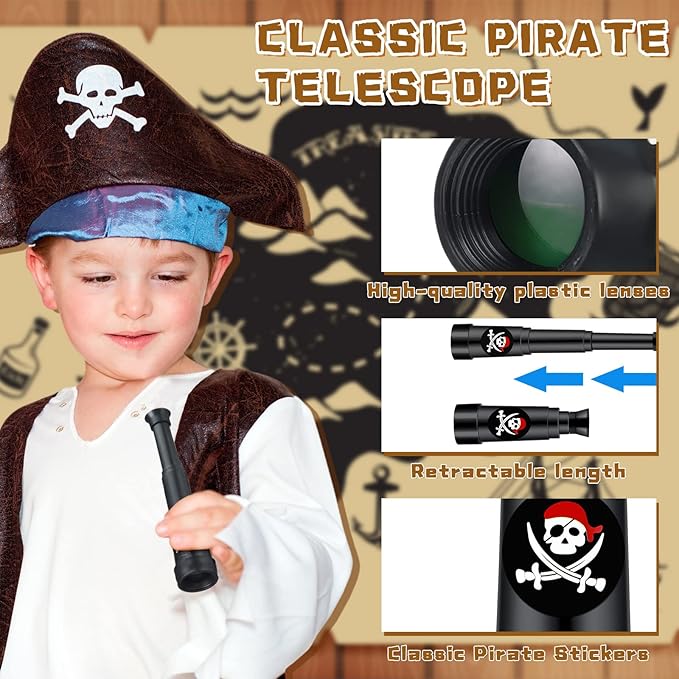 Charniol 20 Pcs Pirate Telescope Bulk Pirate Party Favors Mini Plastic Monocular Telescope Toddler Spyglass Toy for Treasure Find Pretend Cosplay Birthday Party