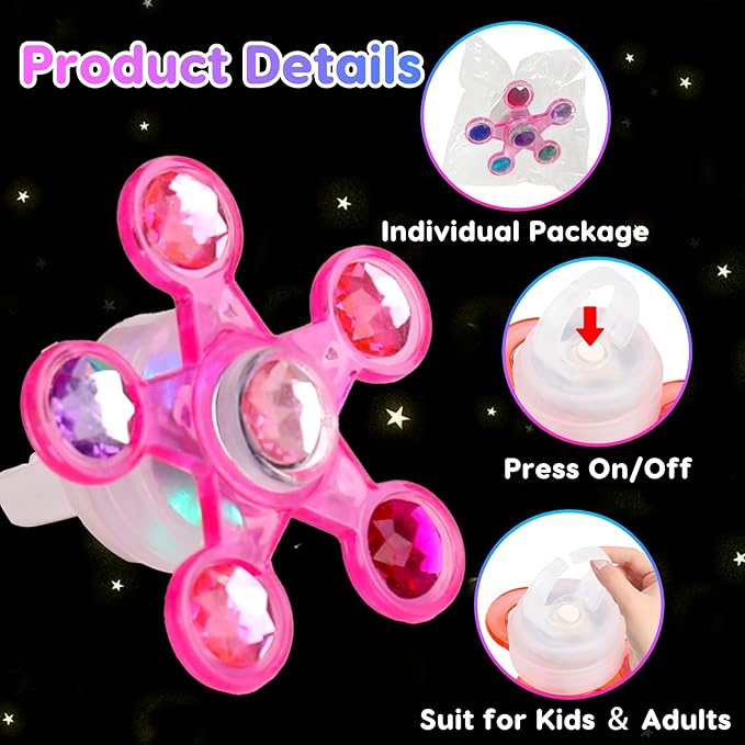 24PCS LED Light Up Fidget Spinner Rings Glow Party Favors Bulk for Kids 4-8 8-12 Easter Egg Fillers Goodie Treat Bags Stuffers Pinata Carnival Prizes Classroom Treasure Box Toys Birthday Return Gifts