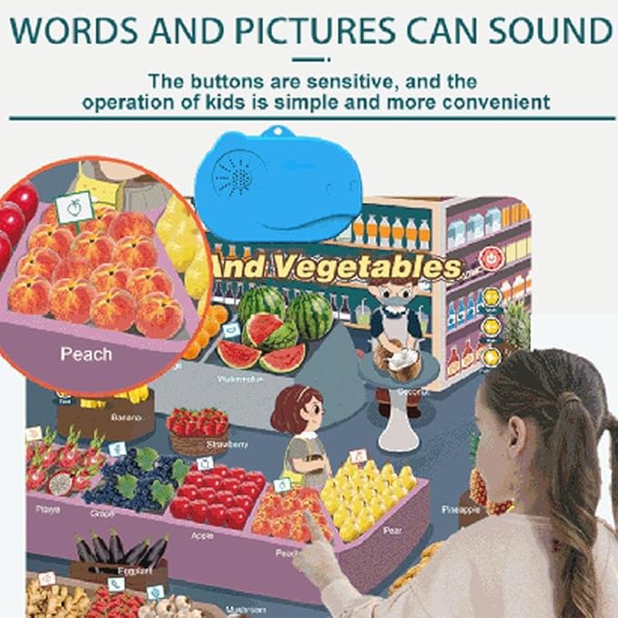 Electronic Alphabet Wall Chart,Kids Interactive Educational Wall Chart Talking Toy,Kids Learning Poster for Toddler Age 3 4 5+,Interactive Educational Toddler Toy, Xmas Birthday Gifts (Ocean World)