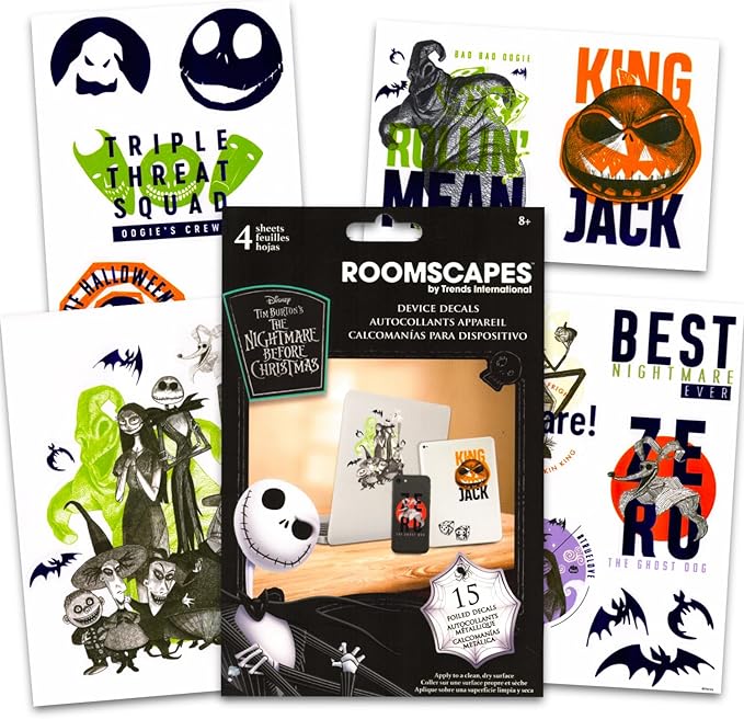 Disney Nightmare Before Christmas Pen Set - Bundle of Jack Skellington 12 Pack Pens with Decals | Nightmare Before Christmas Party Favors