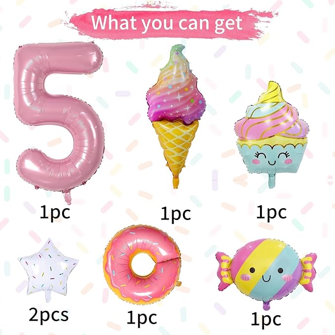 Donut 5th Birthday Decorations: Sweet Party Supplies with Foil Balloons, Backdrops for Girls