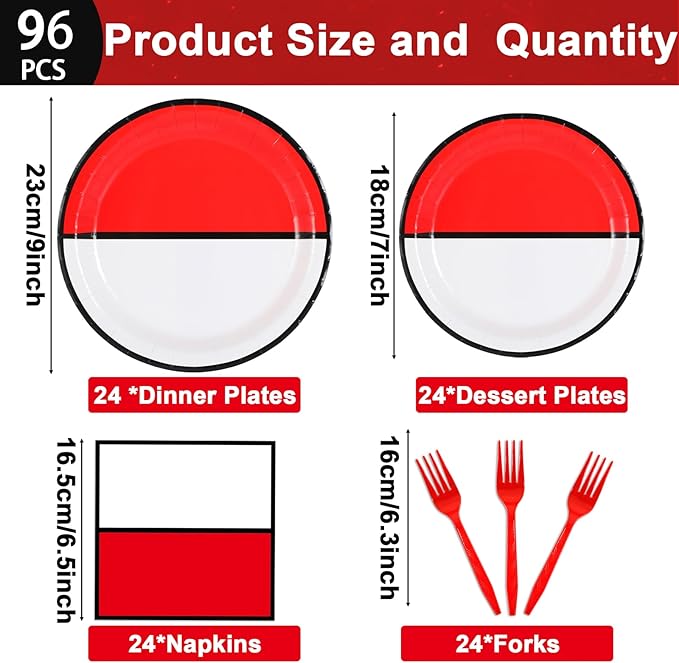 ZOIIWA Cartoon Animation Birthday Party Supplies Cartoon Ball Paper Plates and Napkins Video Game Party Plates Animation Themed Tableware Set for Kids Boys Girls Birthday Decorations