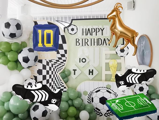 4D Football Balloons Set - Soccer Field, Cleats, Jersey & Goat Shapes | Sports Party Decorations for Fans, Birthday, Game Day (blue &yellow)
