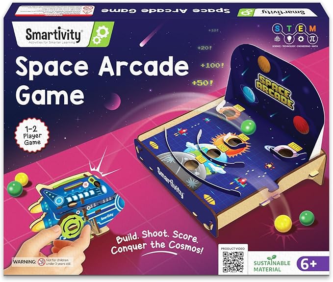 Smartivity Space Arcade Game for Kids 6+ Years I Fun 1-2 Player Shooting & Scoring Game I Birthday Gift for Boys & Girls 6,7,8,9,10,11,12,13,14 Years I Fun Screen-Free Activity for Kids