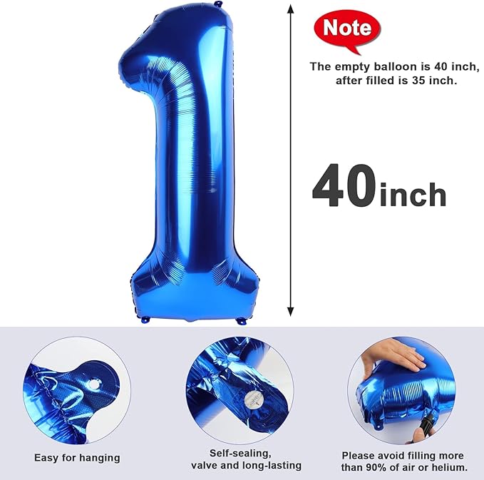 40 Inch 12 Balloon Number, Dark Blue Large Number Balloons Birthday Gift for 12 21 Years Old, Maylar Balloon Decorations for Wedding Engagement Graduations Memorial Day's