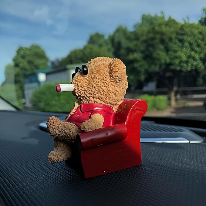 Cute Red Teddy Bear Statues Car Dashboard Decorations Accessories Interior for Men Women, Funny Collectibles Figurines for Car Dash Board Decor Auto Charm Ornaments Home Office Desk Decoration Gifts