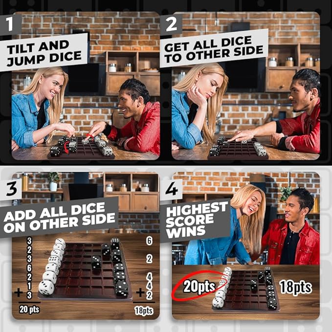 Dittle™- Dice Battle | 2 Player Dice Games for Adults | Adult Board Games for 2 Players | Best Two Player Game for Adults | Two Person Wooden Coffee Table Fun | Bar Game for Adult Indoor Tabletop