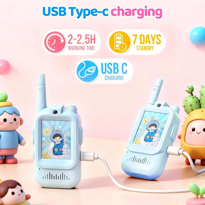 Video Walkie Talkies for Kids Toys, Birthday Gifts for Grandkids, 2 Pack HD Kids Walkie Talkies Long Range Toddler Camera Games, Parent-Child Interaction Girl Outdoor Toys