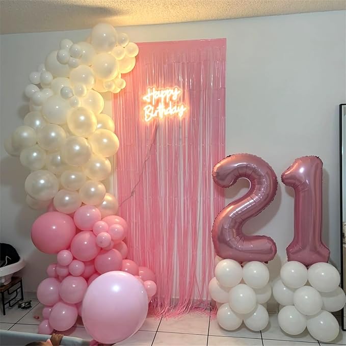 21 Balloons Number, Giant Pastel Pink Number 2 & 1 Helium Foil Balloon for Women 21st Birthday Decor, 40 Inch Self Inflating Mylar Number 21 Balloons for Girls Anniversary Party Decorations Supplies