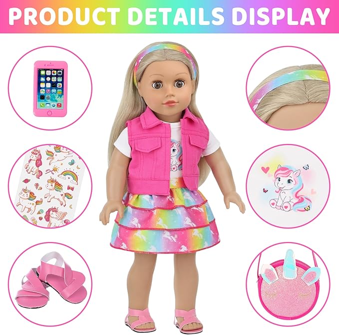 18 Inch American Doll Clothes and Accessories Casual Playset for Parent-Child Interaction Birthday Christmas Thanksgiving Day Gift Outdoor Accessories (Not Include Doll)