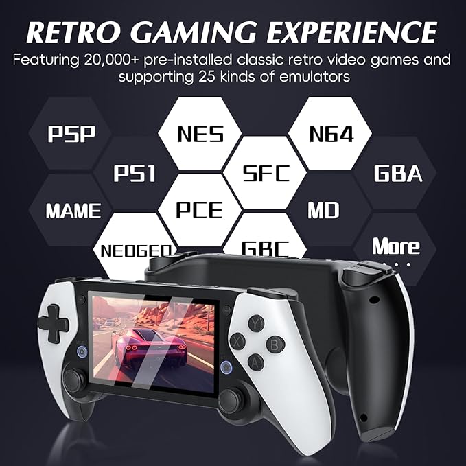 M25 Retro Handheld Game Console – New Retro Game Player with 3000mAh Battery 64G TF Card, HD 4.3-inch IPS Screen - 20,000+ Classic Video Games Supports TV Connection