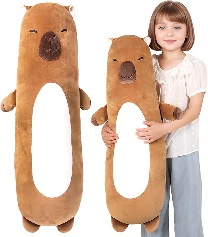 36 inch Capybara Stuffed Animals Long Plush Pillow Toy, Cute Giant Large Big Jumbo Soft Capybara Squishy Animal Plushies Gift Kids Boys and Girls, Birthday