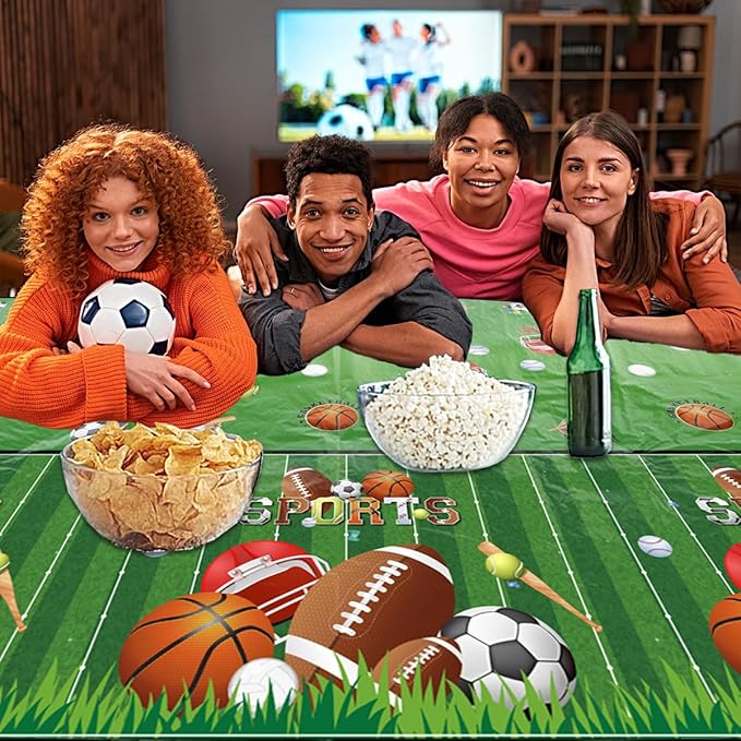 Sports Theme Birthday Party Supplies,3pcs Sports Plastic Tablecloths Disposable All Star Table Covers Soccer Basketball Baseball Football Theme Table Cloth Decoration