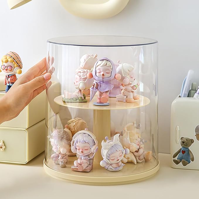 Clear Figures Display Case with Rotatable Stackable Figures Blind Box Doll Display Stand for Pop Mart Lego Collectibles Action Figures
